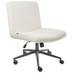 Beliani Desk Chair Geddes Corduroy White - thumbnail 5