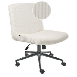 Beliani Desk Chair Geddes Corduroy White - thumbnail 1