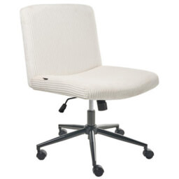 Beliani Desk Chair Geddes Corduroy White - thumbnail 6