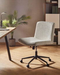 Beliani Desk Chair Geddes Corduroy White - thumbnail 2