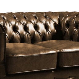 Furniture Instore Chesterfield Brown Leather Antique Armchair - thumbnail 3