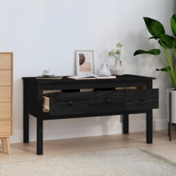 Berkfield Classic Coffee Table Black 102X49X55 Cm Solid Wood Pine - thumbnail 3