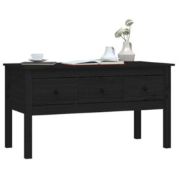 Berkfield Classic Coffee Table Black 102X49X55 Cm Solid Wood Pine - thumbnail 4