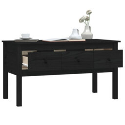 Berkfield Classic Coffee Table Black 102X49X55 Cm Solid Wood Pine - thumbnail 5