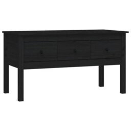 Berkfield Classic Coffee Table Black 102X49X55 Cm Solid Wood Pine - thumbnail 1