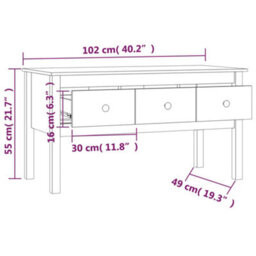 Berkfield Classic Coffee Table Black 102X49X55 Cm Solid Wood Pine - thumbnail 9