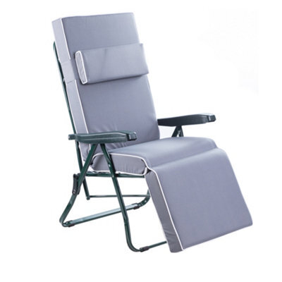 Alfresia Garden Relaxer Chair, Green Frame, Grey With Luxury Thick Foam Filling - image 1