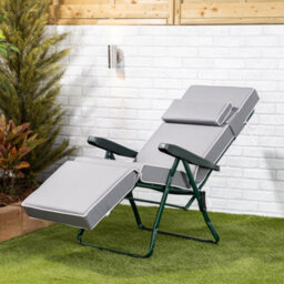 Alfresia Garden Relaxer Chair, Green Frame, Grey With Luxury Thick Foam Filling - thumbnail 2