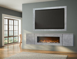 Acantha Orion Electric Floating Media Wall Suite With Tv Backboard In Concrete Effect, 100 Inch - thumbnail 2