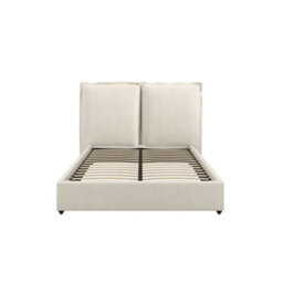 Wyld Haus Wexford 4Ft6 Double Bed Ivory Linen Upholstered Pillow Headboard - thumbnail 3