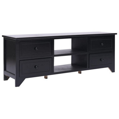 Berkfield Tv Cabinet Black 108X30X40 Cm Solid Paulownia Wood - image 1