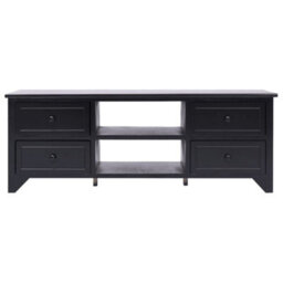 Berkfield Tv Cabinet Black 108X30X40 Cm Solid Paulownia Wood - thumbnail 2