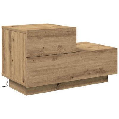 Berkfield Modern Bedside Cabinet With Led Lights Artisan Oak 100X36X49 Cm