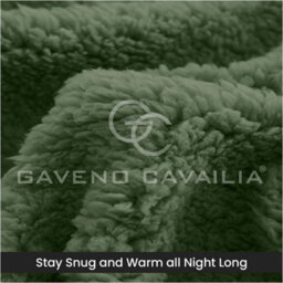 Gc Gaveno Cavailia Teddy Bear Plain Fitted Sheet King Sage Green Fleece Thermal Warm Super Soft & Warm Fluffy Fitted Bed Sheet - thumbnail 4