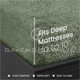 Gc Gaveno Cavailia Teddy Bear Plain Fitted Sheet King Sage Green Fleece Thermal Warm Super Soft & Warm Fluffy Fitted Bed Sheet - thumbnail 5