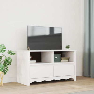 "Berkfield Tv Cabinet ""drammen"" White 99X43X55 Cm Solid Wood Pine" - image 1