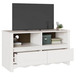 "Berkfield Tv Cabinet ""drammen"" White 99X43X55 Cm Solid Wood Pine" - thumbnail 3