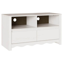 "Berkfield Tv Cabinet ""drammen"" White 99X43X55 Cm Solid Wood Pine" - thumbnail 2