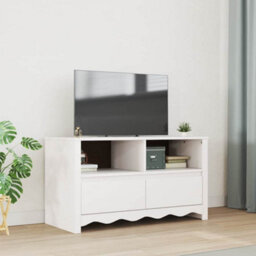 "Berkfield Tv Cabinet ""drammen"" White 99X43X55 Cm Solid Wood Pine" - thumbnail 1