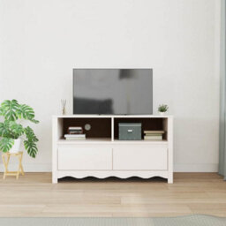 "Berkfield Tv Cabinet ""drammen"" White 99X43X55 Cm Solid Wood Pine" - thumbnail 4