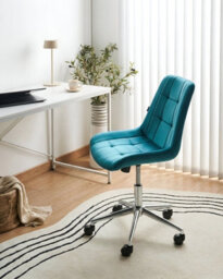 Beliani Office Chair Melrose Velvet Teal - thumbnail 2