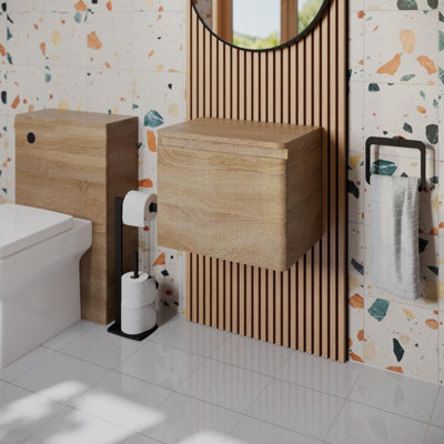Affine Bathroom Cloakroom Vanity Unit 500mm Wall Hung Cabinet Storage Drawers Wood - image 1