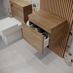 Affine Bathroom Cloakroom Vanity Unit 500mm Wall Hung Cabinet Storage Drawers Wood - thumbnail 2