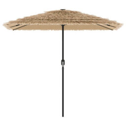 Berkfield Garden Parasol With Leds And Steel Pole Brown 248X248X248 Cm - thumbnail 4