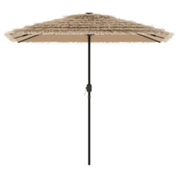 Berkfield Garden Parasol With Leds And Steel Pole Brown 248X248X248 Cm - thumbnail 6