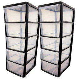 STAR SUPPLIES Large Tall Black 5 Drawer Storage Tower Unit For Home Office & Schools - thumbnail 3