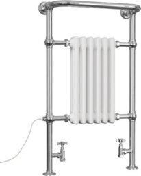 Uk Radiators 1631Btu H963mm X W583mm White Traditional Standard Column Dual Fuel Heated Towel Rail Arundel