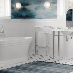 Uk Radiators 1631Btu H963mm X W583mm White Traditional Standard Column Dual Fuel Heated Towel Rail Arundel - thumbnail 2