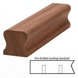 Sapele Handrail Thr 1.2M Landing Drilled For 14mm Metal Spindles Uk Manufactured Traditional Products Ltd - thumbnail 2