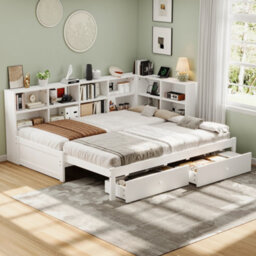 Btm 3Ft Daybed With Trundle, 2 Drawers, Side Storage, Charging Station, White (No Mattress) - thumbnail 4