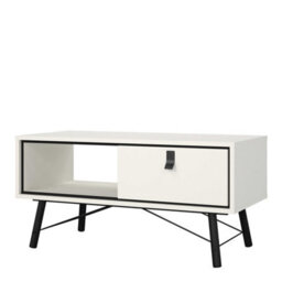 Wyld Haus Juno Matt White Coffee Table With 1 Drawer And Hairpin Legs, 1018 X 482 X 500 mm - thumbnail 5