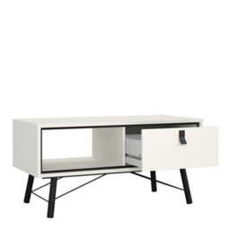 Wyld Haus Juno Matt White Coffee Table With 1 Drawer And Hairpin Legs, 1018 X 482 X 500 mm - thumbnail 7