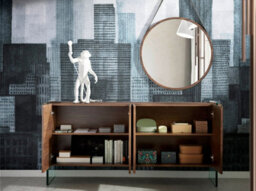 Angel Cerda Elegant Round Walnut Wall Mirror For Modern Homes - thumbnail 4