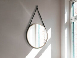 Angel Cerda Elegant Round Walnut Wall Mirror For Modern Homes - thumbnail 2