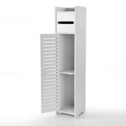 White Pvc Toilet Paper Holder Bathroom Storage Cabinet, Free Standing, Wooden, Compact - thumbnail 7