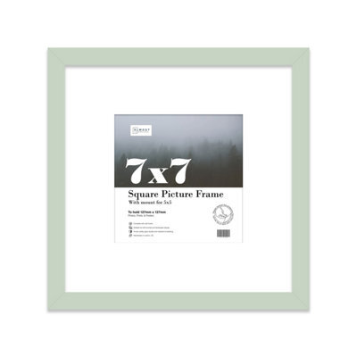 "7X7"" Mint Green Picture Frame - 7X7"" Square Frame With 5X5"" Mount For 7X7""/5X5"" Pictures Moderrn Style Thin Edge, 1 Pack" - image 1