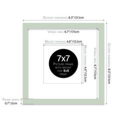 "7X7"" Mint Green Picture Frame - 7X7"" Square Frame With 5X5"" Mount For 7X7""/5X5"" Pictures Moderrn Style Thin Edge, 1 Pack" - thumbnail 2