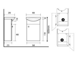 Impact Furniture Bathroom Vanity Unit With Basin 400mm Cloakroom Small Slim Sink Cabinet Wall Hung Oak Finish Avir - thumbnail 6