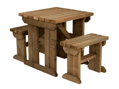 Arbor Garden Solutions Yews Picnic Bench - Wooden Garden Table And Bench Set (3Ft, Rustic Brown) - image 1