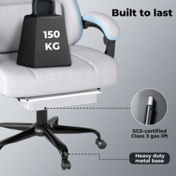 Levede Office Desk Chair Fabric Gaming Recliner Adjustable Height Swivel Grey - thumbnail 5