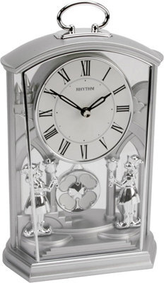 Widdop Rhythm Mantel Clock See Thru With Handle Silver - 4Rp796Wr19 - image 1