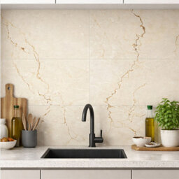 Levente Gold Matt Marble Effect Ceramic Indoor Wall & Floor Tile, Pack Of 8, (L)600mm (W)300mm