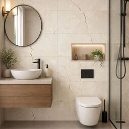 Levente Gold Matt Marble Effect Ceramic Indoor Wall & Floor Tile, Pack Of 8, (L)600mm (W)300mm - thumbnail 3