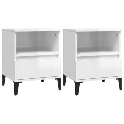 Berkfield Industrial Bedside Cabinets 2 Pcs High Gloss White 40X35X50 Cm