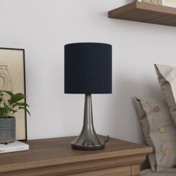 GoodHome Painswick Cylinder Satin Blue Nickel Effect Table Lamp - thumbnail 7