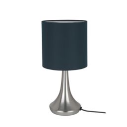GoodHome Painswick Cylinder Satin Blue Nickel Effect Table Lamp - thumbnail 3